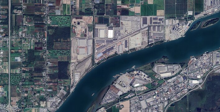 Fraser River Industrial Zone Aerial View British Columbia