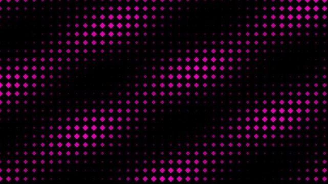 Pink diamond halftone pattern wave animation loop on black alpha channel background