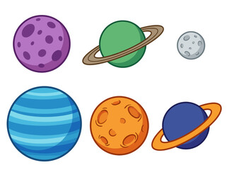Cute Cartoon Solar System Illustration with Colorful Planets and Sun © Cumi Studio