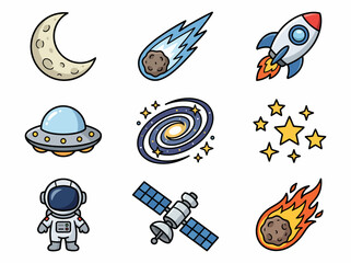 Cute Cartoon Solar System Illustration with Colorful Planets and Sun © Cumi Studio