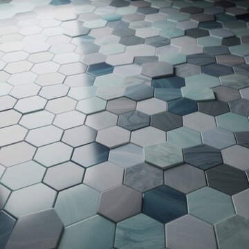 Modern Hexagonal Tile Floor with Cool Tones