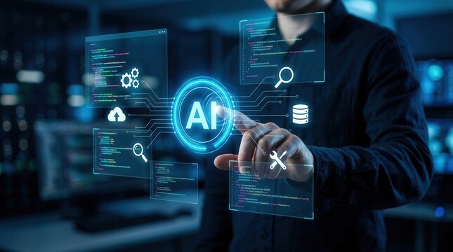 Programmer using artificial intelligence to generate code for creating applications.