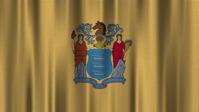 New Jersey Flag Animation With Fabric Texture