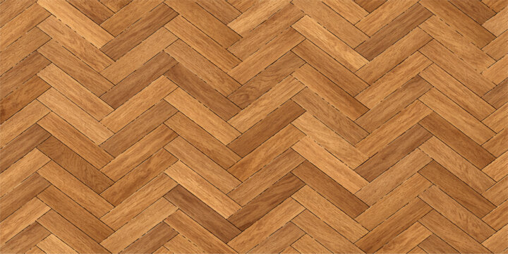 A striking herringbone pattern floor made of rich, warm wooden planks. Perfectly captures the classic appeal of fine craftsmanship. 