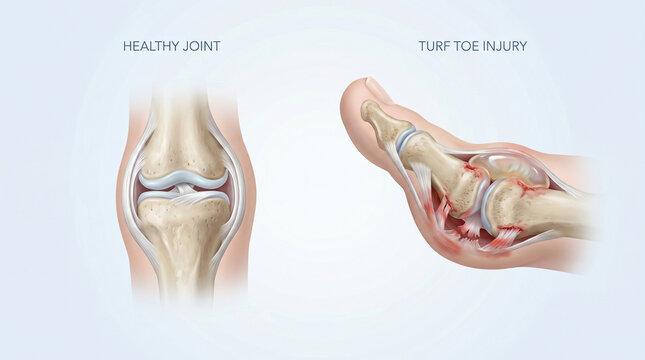 Turf Toe Injury vs Healthy Big Toe Joint Anatomy
