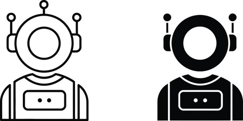 Astronaut icon set line art and solid fill versions © MD JUNAYED