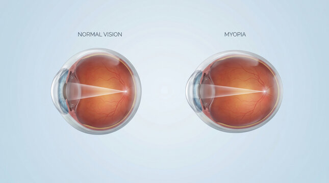 Hyperopia Eye Anatomy and Light Refraction Vision Comparison