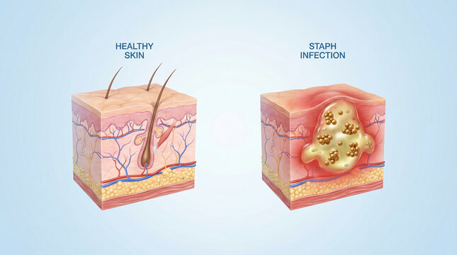 Staph Infection Skin Abscess Bacterial Inflammation Cross Section