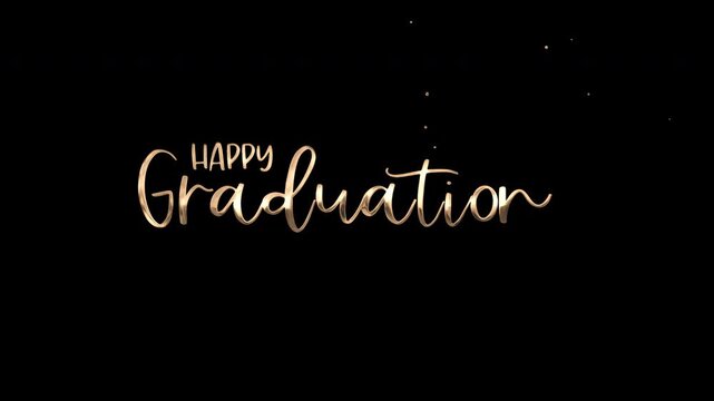 Happy Graduation Text Animation With Ink Drop, Alpha Channel 4K