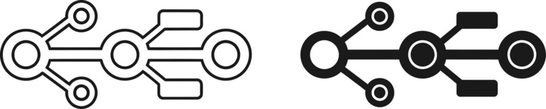 Usb type c connector icons line art and solid fill variations