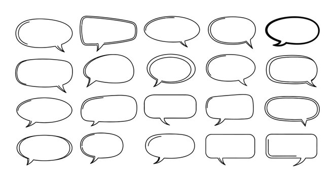 collection of diverse speech bubble shapes and styles for communication concepts