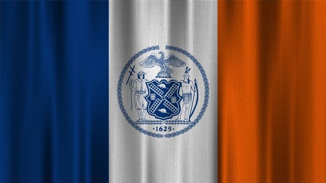 New York Flag Animation With Fabric Texture
