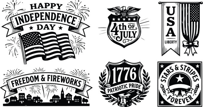 USA Independence Day Patriotic Vector Set
