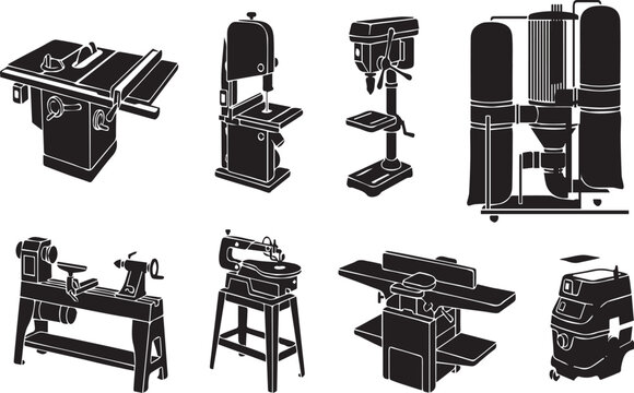 Workplace Workshop Woodworking Machine Tool Silhouettes