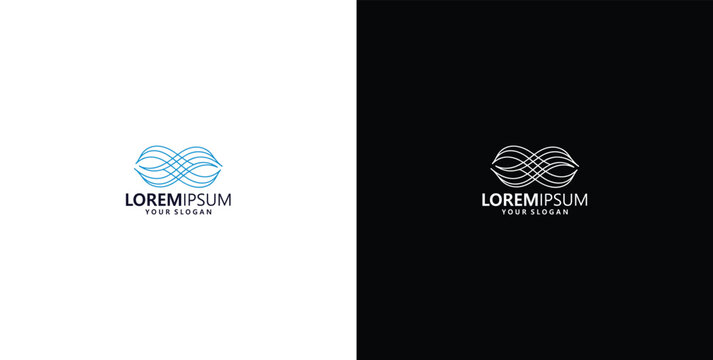 Logo design Abstract linear logo template. Wave flow logo symbol.
