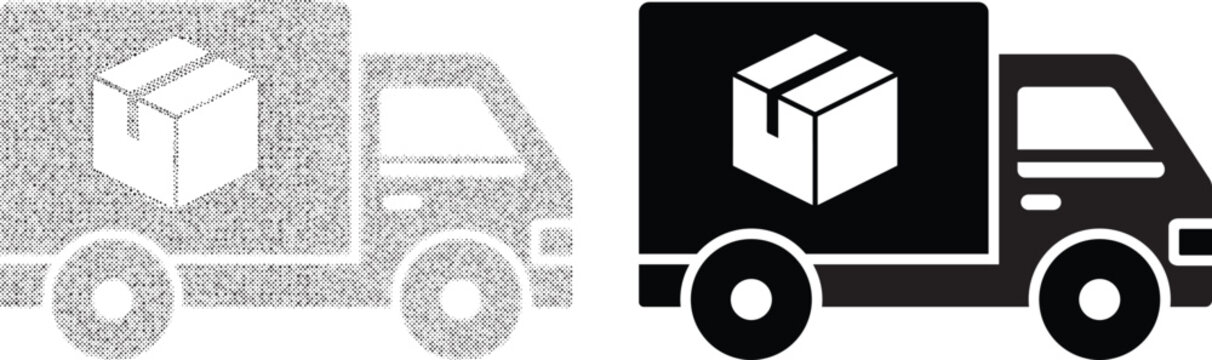 Fast Delivery Truck Icon with Package Box for Shipping and Logistics Service Vector Illustration