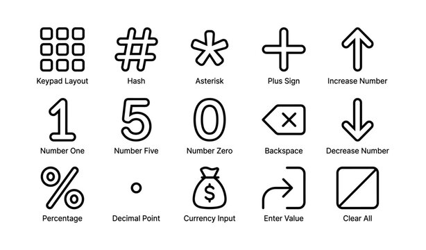 Numeric keypad icons displayed in a grid on white background