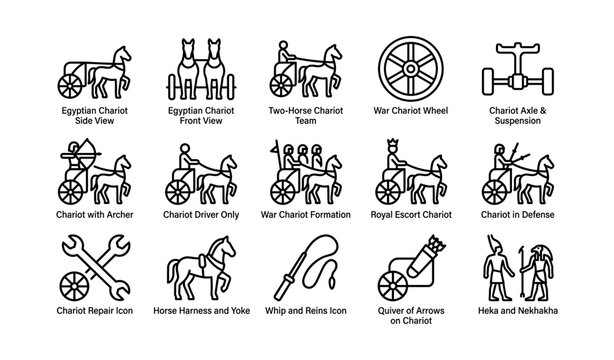 Chariot and horse icons arranged in labeled grid on white background