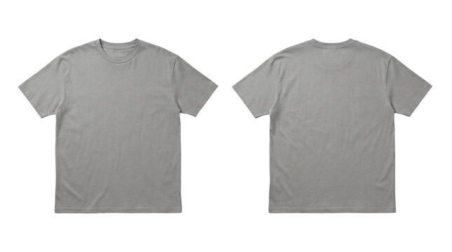 Grey t-shirt front back isolated on transparent background png