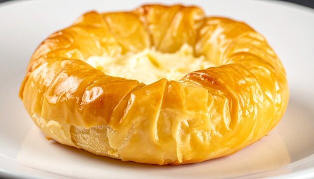 Spiral cheese pie. Traditional rustic tiropita baked to golden brown with crispy phyllo dough and savory feta filling.