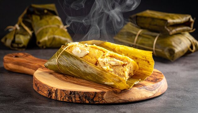 Stacked sweet corn arepas de choclo with cheese. Golden brown grilled Colombian maize cakes perfect for traditional breakfast or snack.