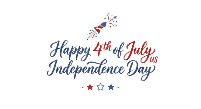 Colorful Fourth of July Independence Day Celebration Greeting with Fireworks and patriotic theme