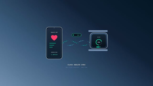 An sophisticated animation of Smartwatch Health Tracking illustrating the instantaneous synchronization of biometric vitality indicators between a handheld device and a wearable wellness monitor