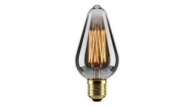 Minimal black silhouette icon, simple flat vector, bold black shape, no, no shading vintage edison style light bulb with decorative filament on a, flat icon style