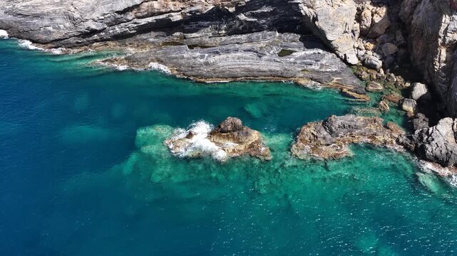 In the untouched coves of Gazipaşa, Antalya, where turquoise waters meet rugged cliffs&mdash;a truly enchanting sight. The crystal-clear waters of the Mediterranean come to life in this drone footage.