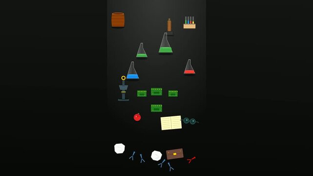 A surreal Ai Lab Discovery unfolds as assorted scientific instruments and academic curiosities float gracefully within a dark void for an abstract intellectual concept