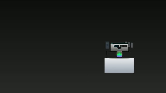 A cinematic depiction of an Ai Lab Discovery showcasing a luminous quantum processor and digital interface atop a minimalist white desk within darkness