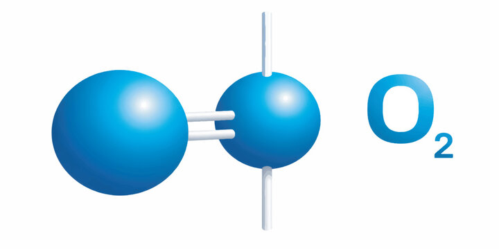 Oxygen O2 Molecule Vector Diagram with Chemical Formula Structure