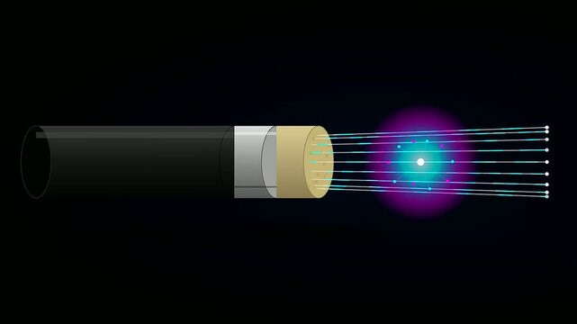 This mesmerizing visual sequence reveals an Ai Lab Discovery featuring a pulsating neon energy beam gliding through a sophisticated synthetic conduit for quantum communication