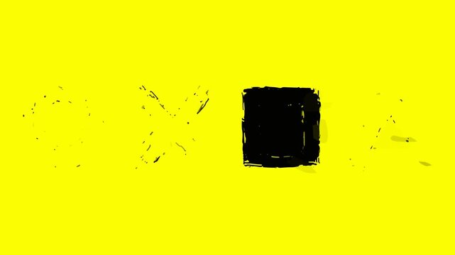 Abstract Yellow Background with Black Square Minimalist Design Element for Modern Graphics and Web Layouts