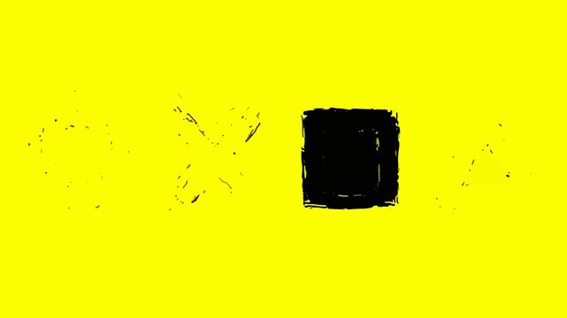 Bold Abstract Black Square Centered on a Vibrant Yellow Background with Subtle Distressed Texture, Evoking Modern Minimalist Graphic Design and Strong Visual Contrast