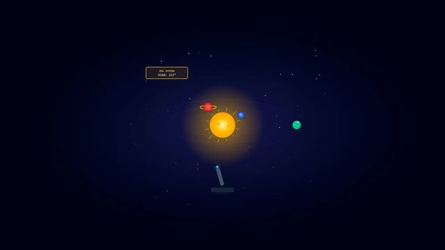 The intricate Ai Lab Discovery simulation illustrates the orbital dynamics of a stylized planetary system as colorful spheres revolve around a luminous central star