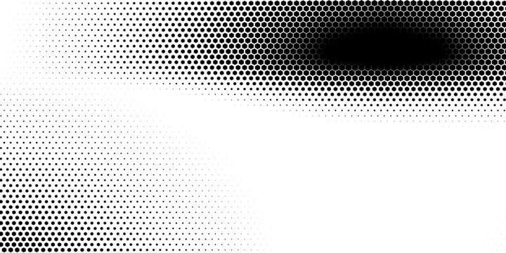 Halftone pattern dot and tone background half with grain gradient curve. Texture grunge transparent and fade hexagon white with line vector comic. Abstract stamp black and backdrop stipple.