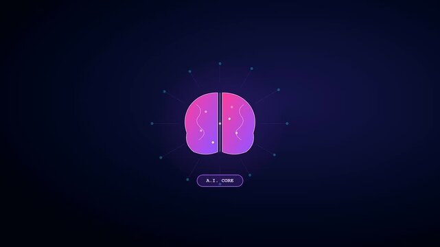 Through a futuristic Ai Lab Discovery we witness a pulsating synthetic brain illuminating complex neural pathways within a dark ethereal digital consciousness space environment