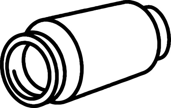 Industrial cylinder pipe fitting line drawing