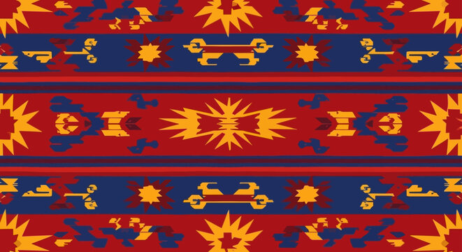 vibrant tribal pattern ethnic design geometric southwestern textile background with intricate motifs ideal for cultural projects.