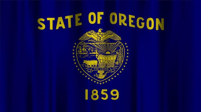Oregon Flag Animation With Fabric Texture