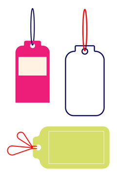 Hand drawn hanging tag set PNG. Doodle gift label collection, sketch sale tags, retail price labels, product branding elements, boutique tag templates, packaging graphics, scrapbook decorations