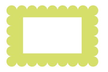 Bold lime green scalloped border. Cute wave edge vertical rectangular frame for portrait templates, planner pages, scrapbooking, stationery, labels, photo layout, bright retro design. High-res PNG
