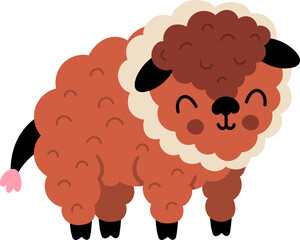 Obraz premium Vector cartoon baby bison isolated on white background. Funny little wisent clipart. Cute forest animal child icon for kids. Flat woodland element. Woods wildlife illustration