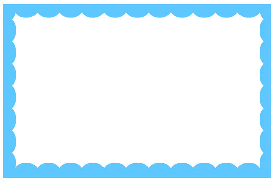 Light blue scalloped outline border. Minimal pastel bubble edge rectangular frame for planner cards, photo, labels, invitations, stationery, scrapbook layouts, creative temples. High-res PNG