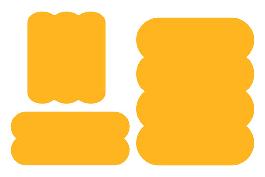 Bold golden yellow rounded rectangle sticker set. Mustard bubble shape label collection for planners, branding, packaging, scrapbooking, poster, UI, tags, social media, graphic design. High-res PNG