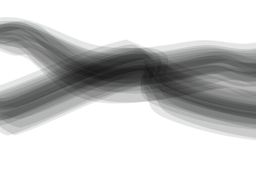 Soft layered smoky grey abstract wave texture isolated on white background feathery painterly brush strokes with abstract