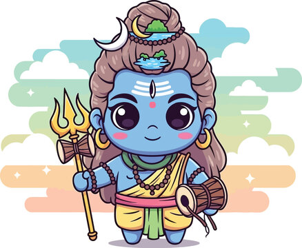 Hindu God Shiva Cartoon Character 1.