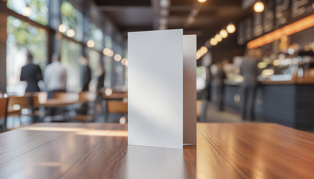 Mock up Menu frame on Table in Bar restaurant cafe Background