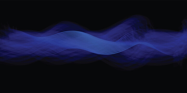 Abstract Purple Wave Background with Fluid Dynamic Lines on Black